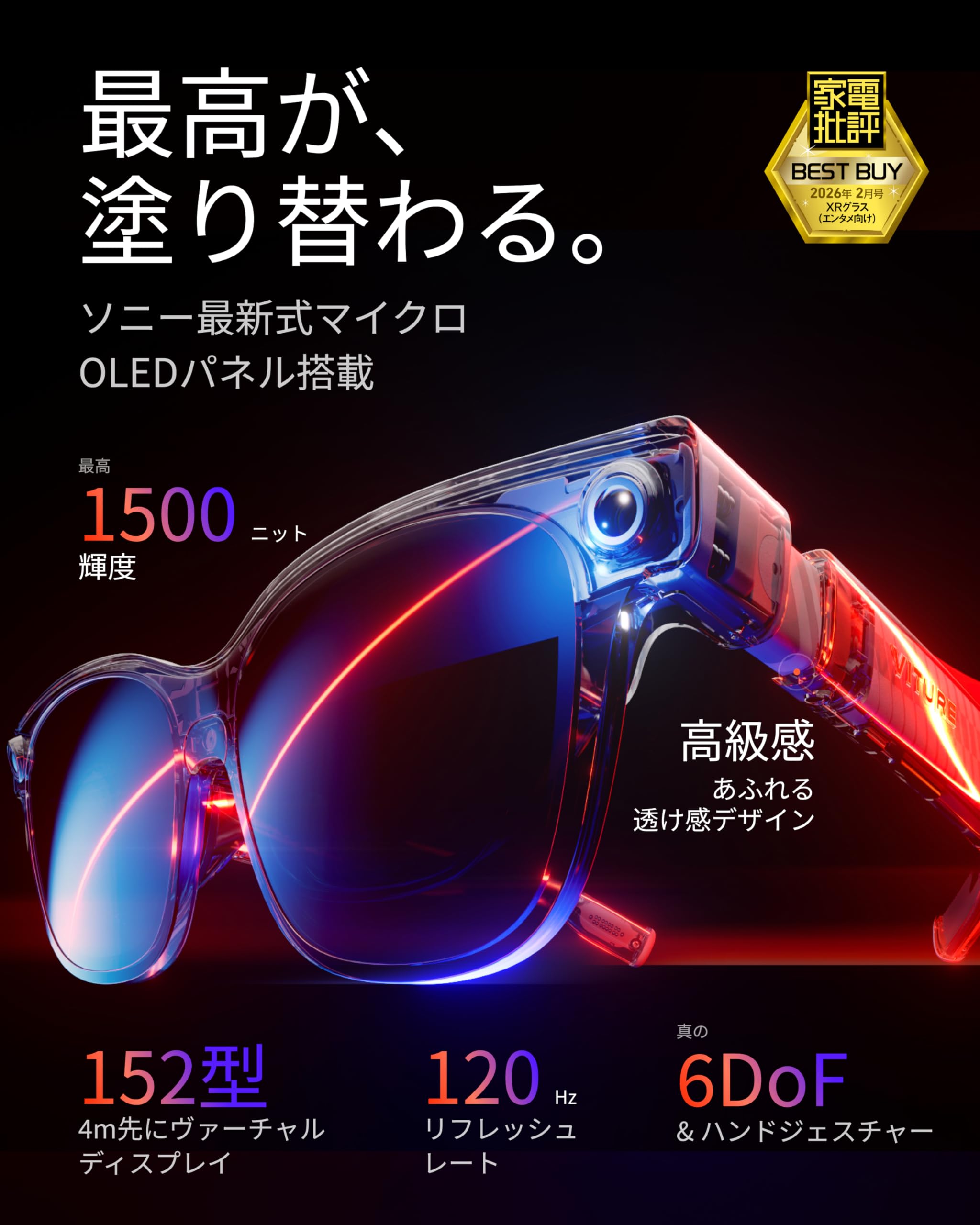 Amazon | VITURE Luma Ultra AR/XR グラス 152インチ相当 1200P超高
